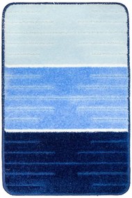 Sada kúpeľňových koberčekov COMO modrá / krémová, pruhy