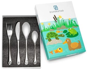 Antikoro detský príbor v striebornej farbe 4 ks Water life – Zilverstad