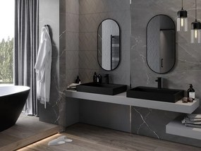 Mexen Loft oválne kúpeľňové zrkadlo 90 x 45 cm, čierny rám - 9851-090-045-000-70