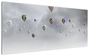 Obraz - Balóny nad tehlovou stenou (120x50 cm)