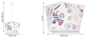 Detské závesné svietidlo Diamond, 1x biele textilné tienidlo so vzorom