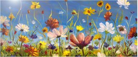 Maľovaný obraz rozkvitnutej lúky (120x50 cm)