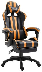 Herná stolička s opierkou na nohy, oranžová, umelá koža