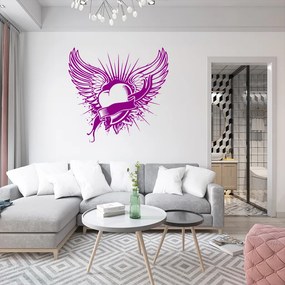 Veselá Stena Samolepka Srdce s krídlami Farba: fialová, Veľkosť: 80 x 84 cm