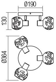 Redo 04-518 - Bodové svietidlo TORN 3xE14/28W/230V