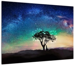 Sklenený obraz - Odpočinok pod hviezdami (70x50 cm)