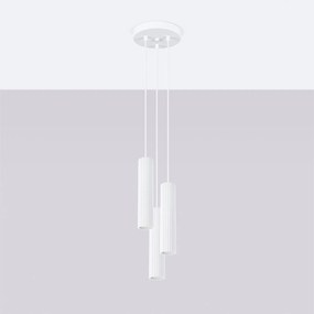 Závesné svietidlo Karbon, 3x biele kovové tienidlo, o