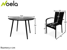 Noela Záhradný jedálenský set Wilder + 4x ratanová stolička Paris