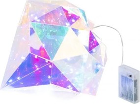 Kúzelná LED dekorácia v tvare diamantu Dúhová strieborná J-line – 25*25*30 cm