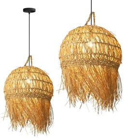 Závesná lampa La Belle Boho IV čierna/bambus