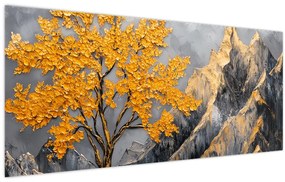 Obraz – Zlatý strom v horách (120x50 cm)