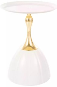 Odkladací stolík Piana 38 cm biely/zlatý