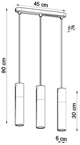 Závesné svietidlo Pablo, 3x drevené/biele kovové tienidlo