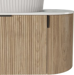 Závěsná skříňka s deskou a umyvadlem La Simplicite  100 cm dub přírodní/bílá