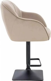 LuxuryForm DESIGN Barová stolička AVOLA VELUR na čiernej hranatej podstave - latte