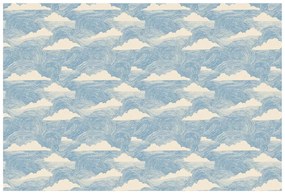 Tapeta modré vlny s bielymi oblakmi