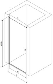 Mexen Pretoria, 1-krídlové sprchové dvere do otvoru 100 cm, 6 mm šedé sklo, chrómový profil, 852-100-000-01-40