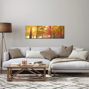 Obraz jesenných stromov (s hodinami) (90x30 cm)