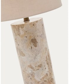 Béžová mramorová stolová lampa s textilným tienidlom (výška 54 cm) Raze – Kave Home