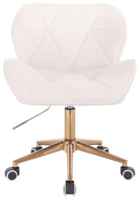 LuxuryForm DESIGN Stolička MILANO VELUR na zlatej podstave s kolieskami - biela