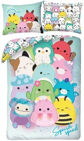 Obojstranné posteľné obliečky z mikrovlákna Squishmallows – motív Squish Squad - 70 x 90 cm + 140 x 200 cm - zipsové zapínanie