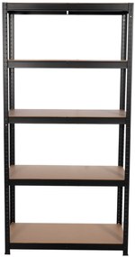 Kovový regál BestBerg BBMS-10B / 90 x 180 x 40 cm / 5 políc / čierna / hnedá