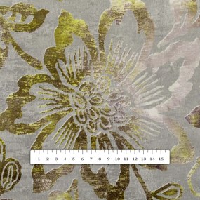 Biante Zamatový behúň na stôl Tamara TMR-055 Abstraktné zelené kvety na zelenosivom 35x140 cm