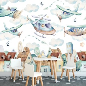 Fototapeta - Lietadlá a vrtuľník (152,5x104 cm)