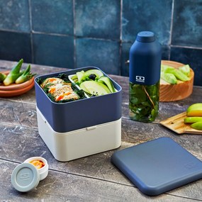 monbento Desiatový box Monbento Square Blue/Natural 1,7 l