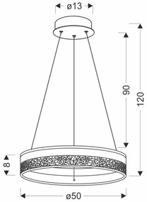 LED luster na lanku FROZI LED/32W/230V priemer 50 cm biely