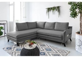 Sivá rozkladacia rohová pohovka Miuform Charming Charlie L, ľavý roh