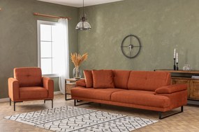 Praktická trojmiestna rozkladacia pohovka Mustang, 239 x 99 cm, oranžová