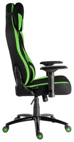 Herná stolička Racing ZK-035 TEX XL — látka, čierna / zelená, nosnosť 130 kg