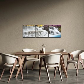 Obraz Erawan vodopádu v lese (s hodinami) (90x30 cm)