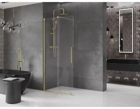 Mexen Velar, posuvné dvere typu Walk-in 70x200 cm, 8mm číre sklo, zlatá matná, 871-070-000-03-55
