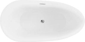 Mexen Eos, voľne stojaca vaňa 150 x 75 cm, biela-čierna, chrómový prepad, 52471507575-01