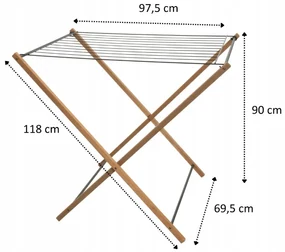 Erga Aurora Strong, drevený vešiak na sušenie bielizne 97,5x69,5x90 cm na postavenie, hnedá-čierna, ERG-SEP-1002SEPSULUNA