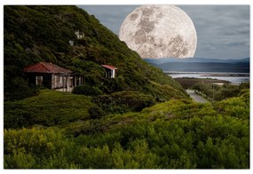 Obraz krajiny s mesiacom (90x60 cm)