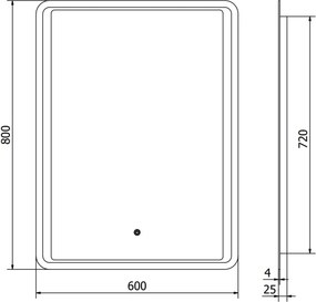 Mexen Zusa kúpeľňové zrkadlo s podsvietením 60 x 80 cm, LED 6000K, proti hmle - 9808-060-080-611-00