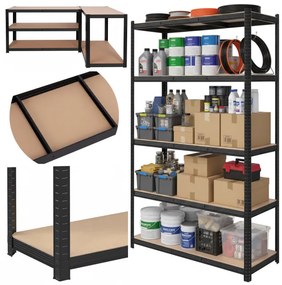 Regál 205x120x45 cm čierny