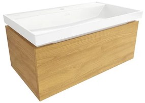 Kúpeľňová skrinka s umývadlom SAT Feel 80x30x46 cm medový dub mat SATFEEL80DMU4, 1 ks