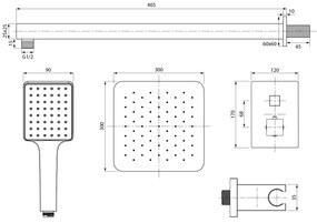 Sapho Sapho, Podomietkový sprchový set s termostatickou batériou, box, 2 výstupy, čierna matná, 1102-32B-21