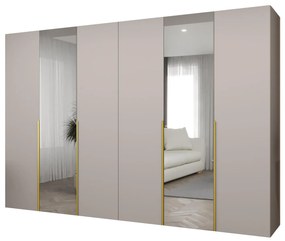 Šatníková skriňa 300 cm Alice 2 (kašmír + zlatá). Akcia -20%. Vlastná spoľahlivá doprava až k Vám domov. 1126200