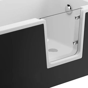 Vaňa s dvierkami Polimat AVO 180x80 s čiernym čelným krycím panelom + vaňový sifón s výpusťou Click-Clack