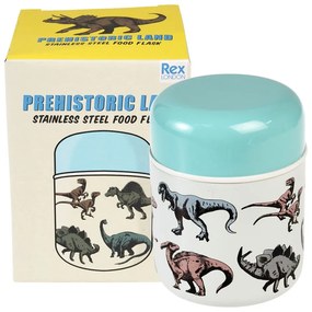 Modrá/krémová termoska na jedlo/detská 280 ml Prehistoric Land – Rex London