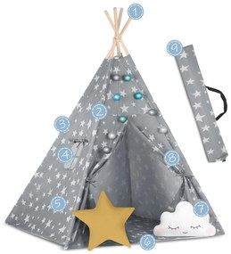 Detské típí so svetielkami Nukido 740120 - sivé