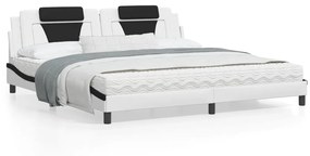 Rám postele s LED svetlami biely a čierny 200x200 cm umelá koža 3214049