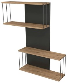 Poschodová polica v dekore borovice v antracitovej a prírodnej farbe 65 cm Destan – Kalune Design