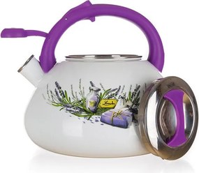 Smaltovaná pískacia kanvica LAVENDER 3 l