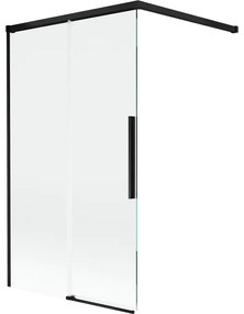 Mexen Rox, 2-krídlová posuvná vaňová zástena 100 x 150 cm, 8mm číre sklo, čierny matný profil, 8C9-100-003-70-00